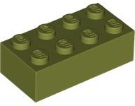 Brick 2 x 4, 3001 Olive Green U