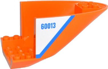 Aircraft Fuselage Aft Section Curved Bottom 6 x 10 with Blue Line and '60013' on White Background Pattern on Both Sides (Stickers) - Set 60013 87616pb005 Orange U