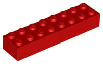 Brick 2 x 8, 3007 Red U