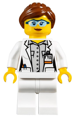 Минифигурка Lego Scientist - Female, Blue Goggles and White Legs cty1011 used