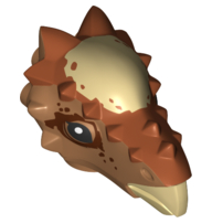 Dinosaur Head Stygimoloch with Dark Orange Top with Tan Spot Pattern, 38434c01pb01 Medium Nougat U