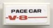 Tile 1 x 2 with Groove with 'PACE CAR V-8' Pattern (Sticker) 3069pb0096 Used