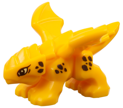 Dragon, Baby with 4 Feet and Open Wings with Bright Light Yellow Eyes and Reddish Brown Scales Pattern, 3215pb02 Bright Light Orange U