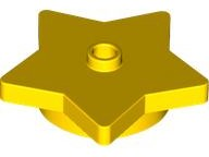 Plate, Round 4 x 4 x 2/3 with Star and Open Stud, 39611 Yellow U
