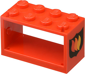 Держатель нити Lego String Reel 2 x 4 x 2 Holder with Fire Logo Badge Pattern 4209p02