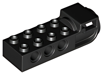 Деталь LEGO Lego Technic, Brick Modified 2 x 4 with Pin Holes and Flywheel Socket (Ninjago Airjitzu Flyer Handle) 18585 Black U