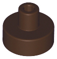 Tile, Round 1 x 1 with Bar and Pin Holder, 20482 Dark Brown U