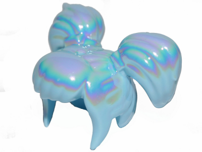 Mini Doll, Hair Short Bangs and 2 Short Pigtails with Iridescent Coating Pattern, 34697pb01 Bright Light Blue U