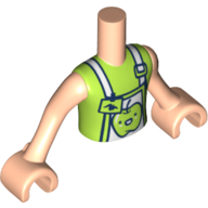 Torso Mini Doll Boy Lime Top with White Apron and Lime Name Tag and Apple Pattern, Light Nougat Arms with Hands, FTBpb046c01 Light nougat U