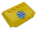 Wedge 4 x 6 x 2/3 Triple Curved with Blue EMT Star of Life on Yellow Background Pattern (Sticker) - Set 60203, 52031pb132  