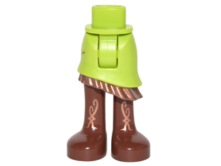 Mini Doll Hips and Asymmetric Layered Skirt, Copper Ruffle, Long Reddish Brown Boots with Copper Pattern - Thick Hinge, 20377c00pb03 Lime U