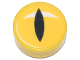 Tile, Round 1 x 1 with Eye, Black Slit Pupil and White Crescent Glint Pattern, 98138pb385  