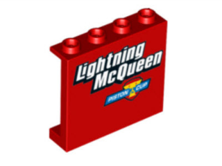 Panel 1 x 4 x 3 with Side Supports - Hollow Studs with 'Lightning McQueen' and Piston Cup Pattern 60581pb087 Used