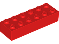 Brick 2 x 6, 2456 Red U