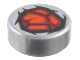 Tile, Round 1 x 1 with Red, Dark Red, and Black Rock Pattern (Marvel Comics Bloodstone Gem), 98138pb391  