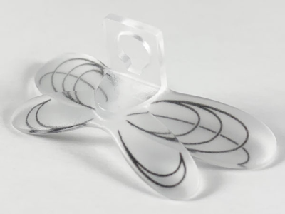 Minifigure Wings Insect Extended with Neck Bracket with Black Oval Lines Pattern, 10183pb01 Trans-Clear U