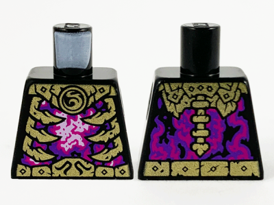 Torso Gold Armor and Ribs, Magenta, Dark Purple and White Energy Pattern, 973pb4192 Black U