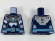 Torso Armor with Medium Azure Round Crystal and Belt, Silver Tubes and Buckle and White Ice Pattern, 973pb2597  