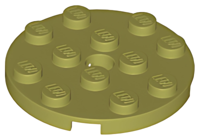 Деталь LEGO Plate, Round 4 x 4 with Hole 60474  Olive Green U