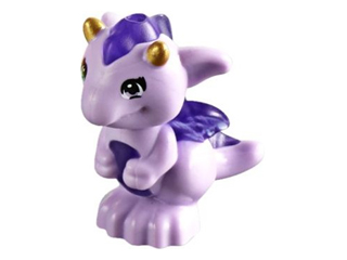 Дракончик Lego Dragon, Elves, Baby with Molded Trans-Purple Stomach, Spines, and Wings and Printed Gold Horns Pattern (Fledge) 26090pb02