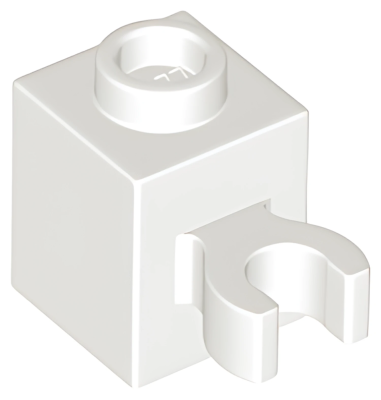 Деталь LEGO Brick, Modified 1 x 1 with Open O Clip (Vertical Grip) - Hollow Stud 30241b (60475b, 65460) White U
