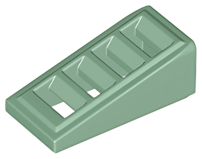 Деталь LEGO Slope 18 2 x 1 x 2/3 with Grille 61409 (18863, 67119) Sand Green U