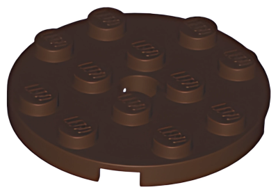 Деталь LEGO Plate, Round 4 x 4 with Hole 60474  Dark Brown U