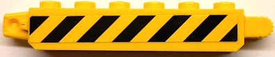 Hinge Brick 1 x 6 Locking with Black and Yellow Danger Stripes Pattern Model Right Side (Sticker) - Set 60124, 30388pb014R Yellow U
