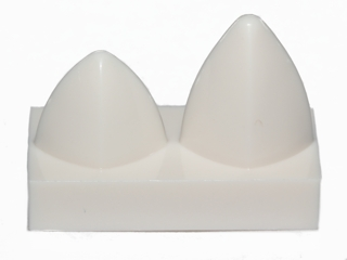 Tile, Modified 1 x 2 with 2 Teeth Vertical, 15209 White N