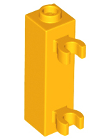 Brick, Modified 1 x 1 x 3 with 2 Clips (Vertical Grip) - Hollow Stud, 60583b Bright Light Orange N