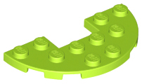Plate, Round Half 3 x 6 with 1 x 2 Cutout, 18646 Lime U