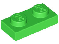 Plate 1 x 2, 3023 Bright Green U