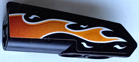 Technic, Panel Fairing #22 Very Small Smooth, Side A with Orange Flames with White Outline Pattern (Sticker) - Set 42106, 11947pb076 Black U