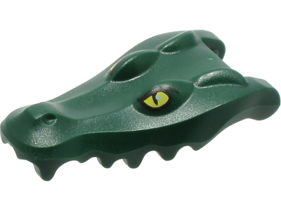 Alligator / Crocodile Head Jaw Upper with Yellow Eyes with White Glints Pattern, 18905pb01 Dark Green U