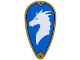 Minifigure, Shield Oval with Gold Border and White Dragon Head on Blue Background (Symbol of Bahamut) Pattern, 2586pb013  
