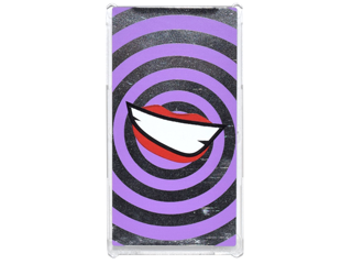 Glass for Window 1 x 4 x 6 with Medium Lavender Swirls and Lopsided Open Mouth Smile with Teeth and Red Lips on Silver Mirrored Background Pattern (Sticker) - Set 76035, 57895pb037 Trans-Clear U