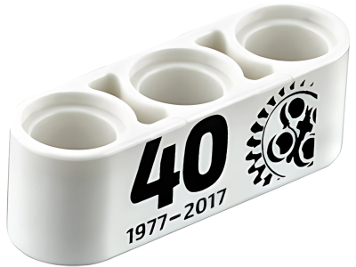 Деталь LEGO Technic, Liftarm Thick 1 x 3 with Black '40 1977 - 2017' and 24 Tooth Gear Pattern 32523pb11 N