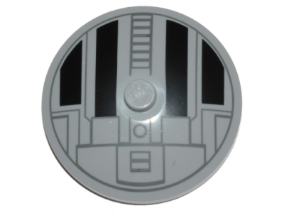 Dish 4 x 4 Inverted (Radar) with Solid Stud with Star Wars TIE Hatch Black and Dark Bluish Gray Pattern, 3960pb051 Light Bluish Gray U