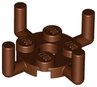 Plate, Round 2 x 2 with Pin Hole and 4 Bar Arms Up, 98284 Reddish Brown U