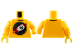 Torso Red and White Retro Space Rocket in Black and Dark Turquoise Circle with Stars Pattern / Bright Light Orange Arm Left with Congenital Defect, without Hand Hole / Bright Light Orange Arm Right / Yellow Hand Right, 973pb5922c01  