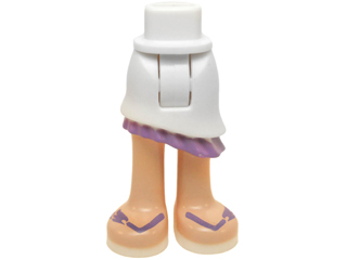 Mini Doll Hips and Asymmetric Layered Skirt, Medium Lavender Ruffle, Light Nougat Legs and Medium Lavender Sandals Pattern - Thick Hinge, 20377c00pb01 White U