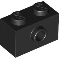 Brick, Modified 1 x 2 with Stud on Side, 86876 Black U