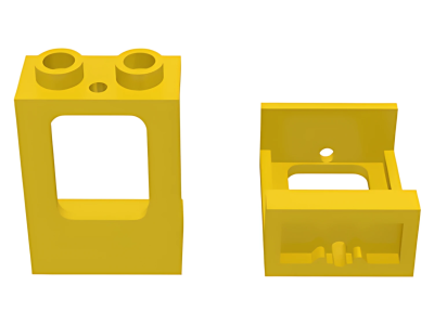 Деталь LEGO Window 1 x 2 x 2 Plane, Single Hole Top and Bottom for Glass 60032 Yellow U