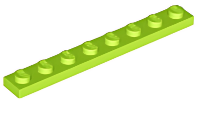 Деталь LEGO Plate 1 x 8 3460 Lime U
