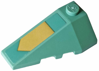 Wedge 4 x 2 Triple Left with Gold Arrow on Sand Green Background Pattern (Sticker) - Set 70612, 43710pb16 Sand Green U