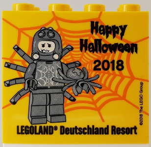 Brick 2 x 4 x 3 with Legoland Deutschland Resort Happy Halloween 2018 Pattern, 30144pb251