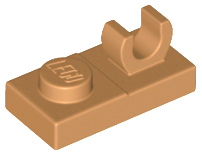 Plate, Modified 1 x 2 with Open O Clip on Top, 44861 Medium Nougat N