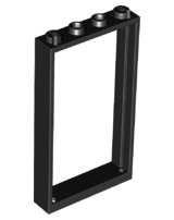 Door, Frame 1 x 4 x 6 with 2 Holes on Top and Bottom, 60596 Black U