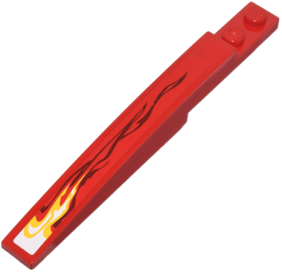 Slope, Curved 10 x 1 with White and Yellow Flame Pattern Model Right (Sticker) - Set 9441, 85970pb003R Red U