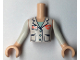 Torso Mini Doll Girl White Jacket with 3 Buttons, Coral Name Tag and Beating Heart Pattern, Light Nougat Arms with Hands with White Sleeves, FTGpb265c01